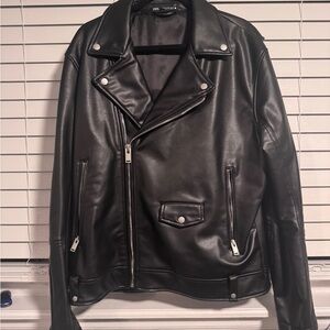 Zara Men's Black Biker Jacket sz XL